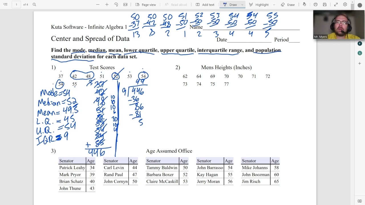Center And Spread Of Data Algebra 1 Kuta Worksheet Series YouTube Center And Spread Of Data Algebra 1 Kuta Worksheet Series YouTube