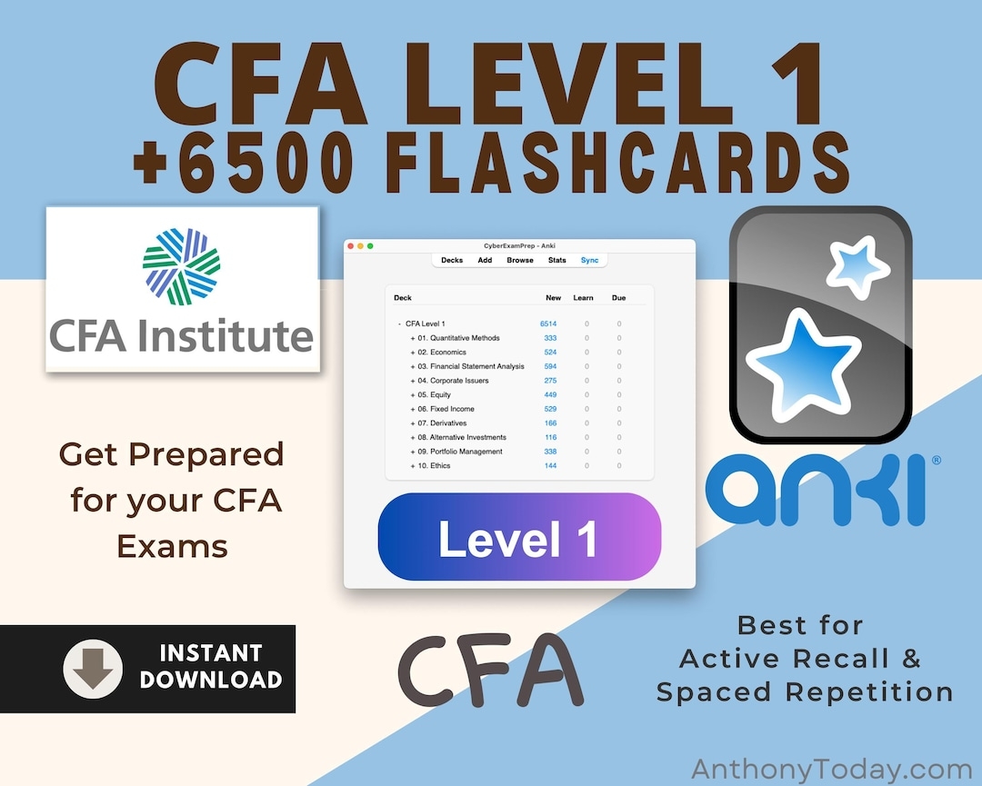 CFA Level 1 Anki Lernkarten Umfassende Pr fungsvorbereitung digitaler Download Etsy de
