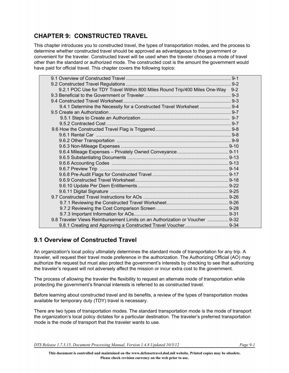 CHAPTER 9 CONSTRUCTED TRAVEL