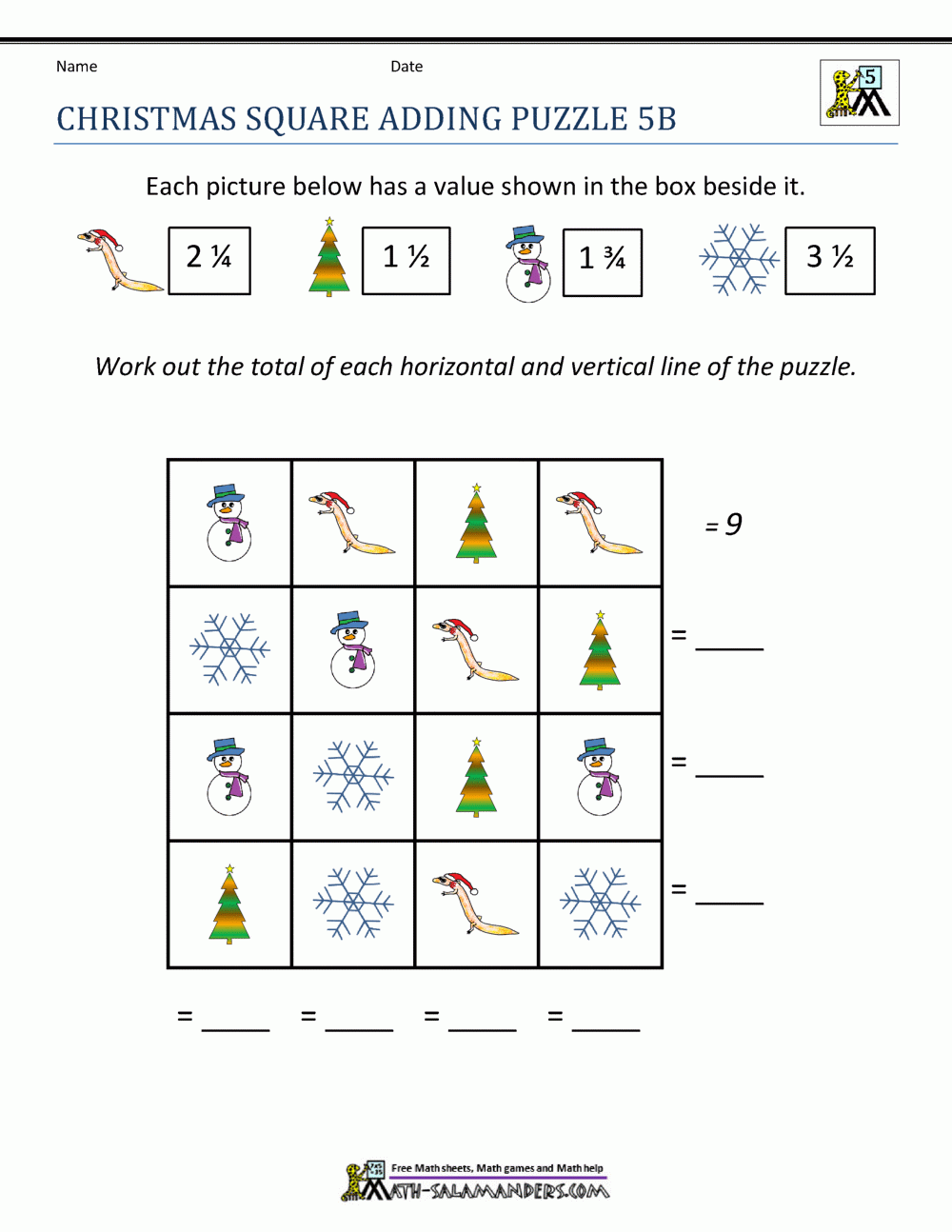 Christmas Math 5th Grade Worksheets