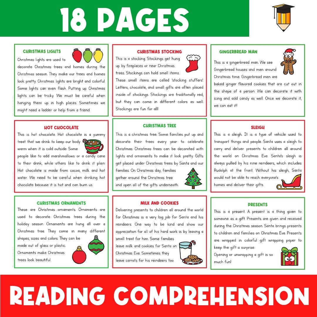 christmas reading comprehension worksheets