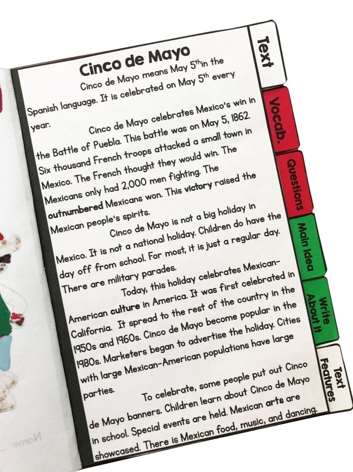 cinco de mayo reading comprehension worksheets