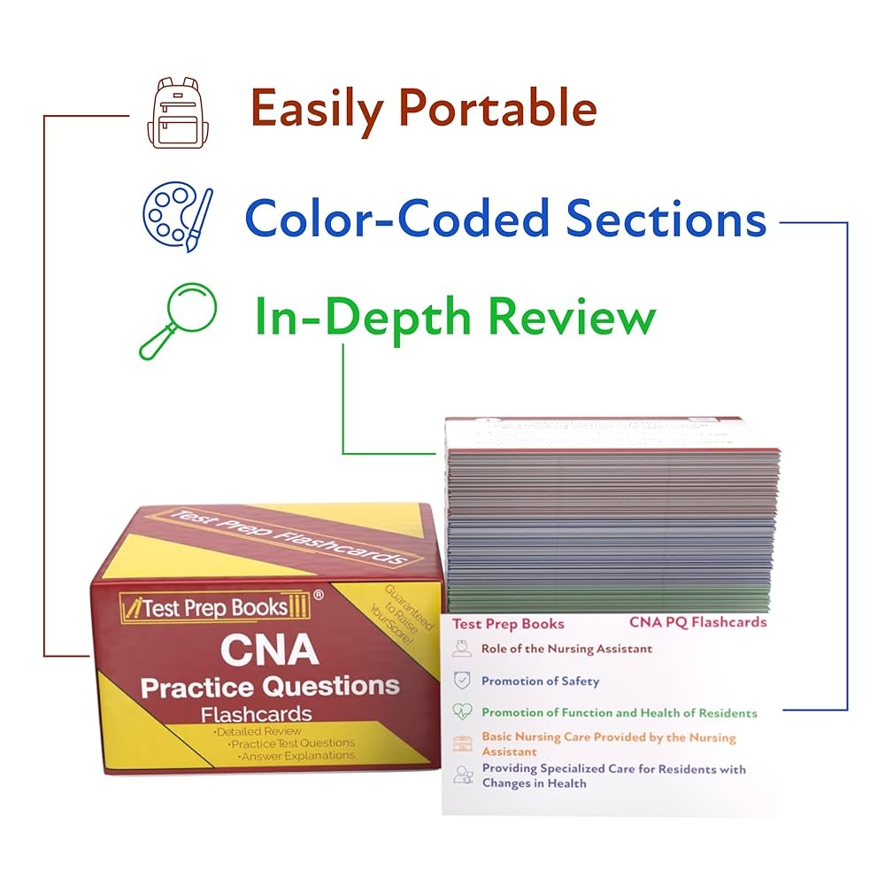 CNA Practice Question Study Cards 2025 2026 CNA Exam Prep And Practice Test Questions Full Color Cards Test Prep Books Amazon de B cher