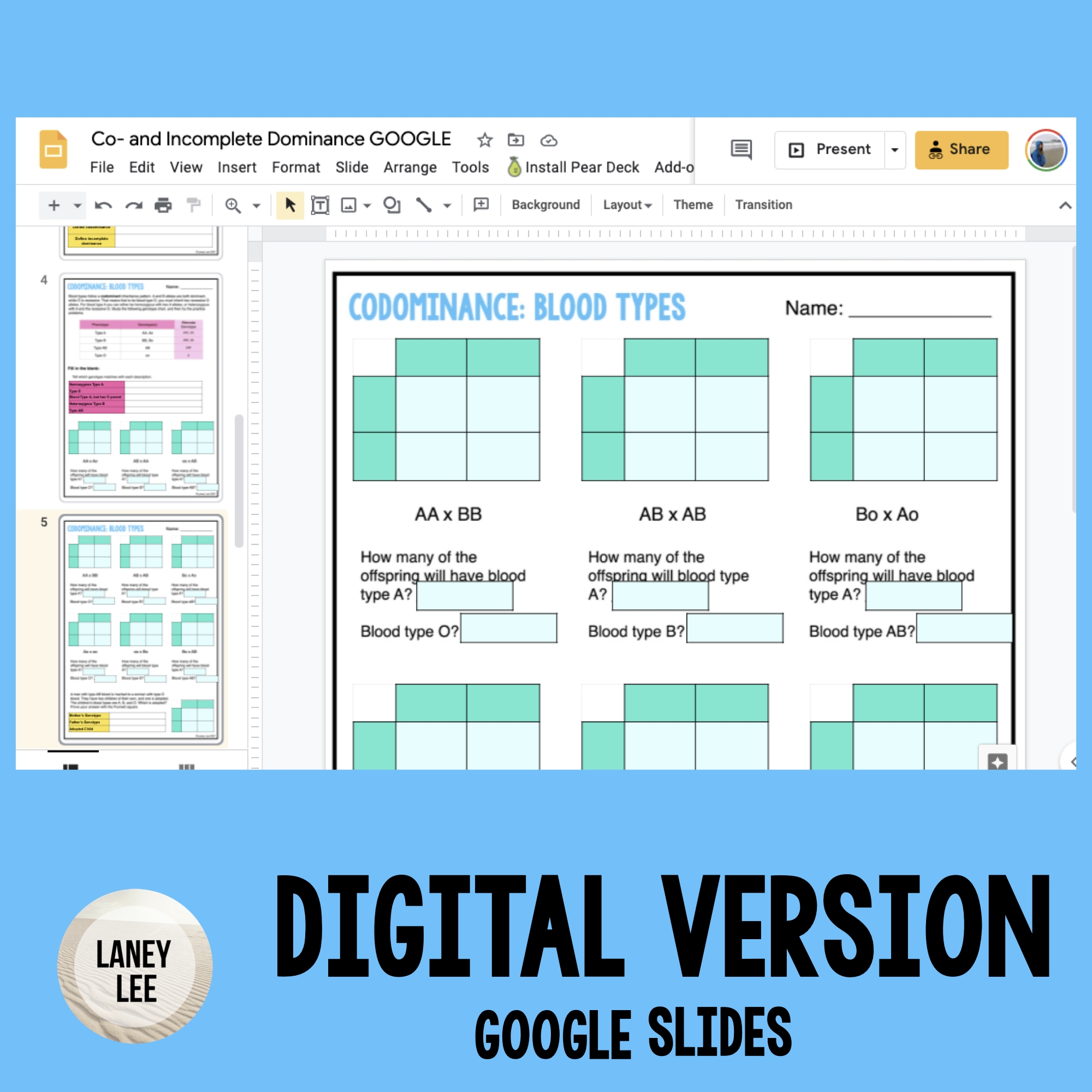 Codominance Incomplete Dominance Blood Types Practice Worksheet