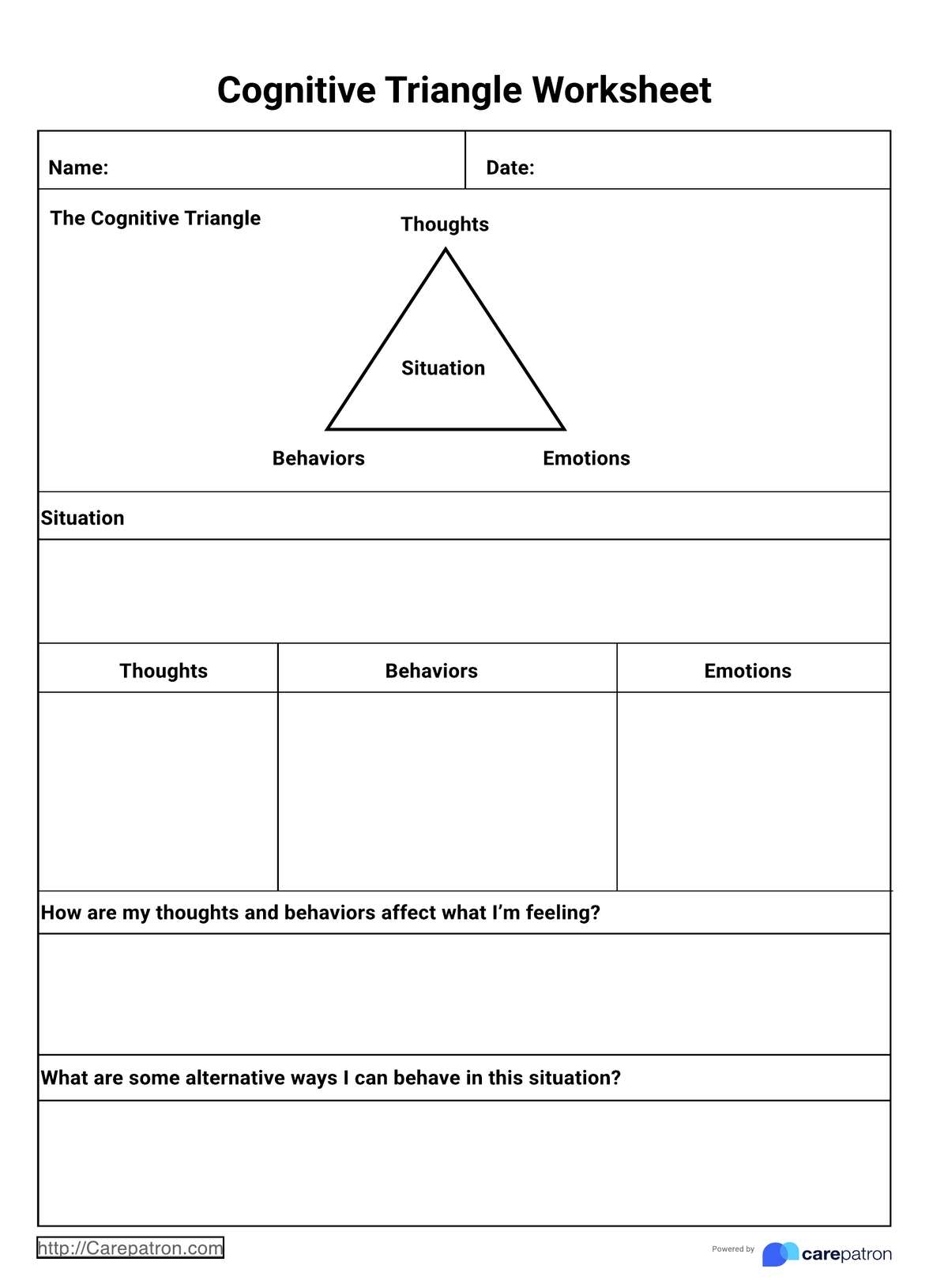 Cognitive Triangle Worksheet