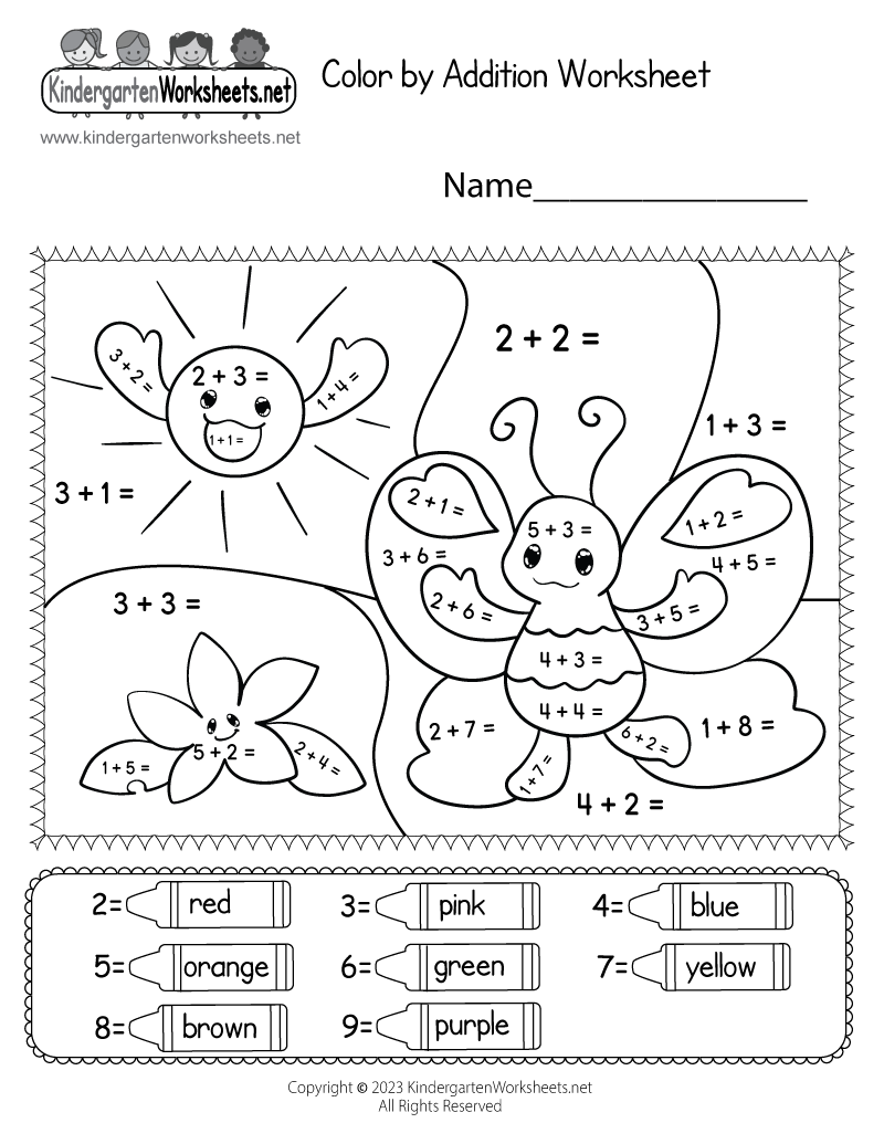 color number math worksheets