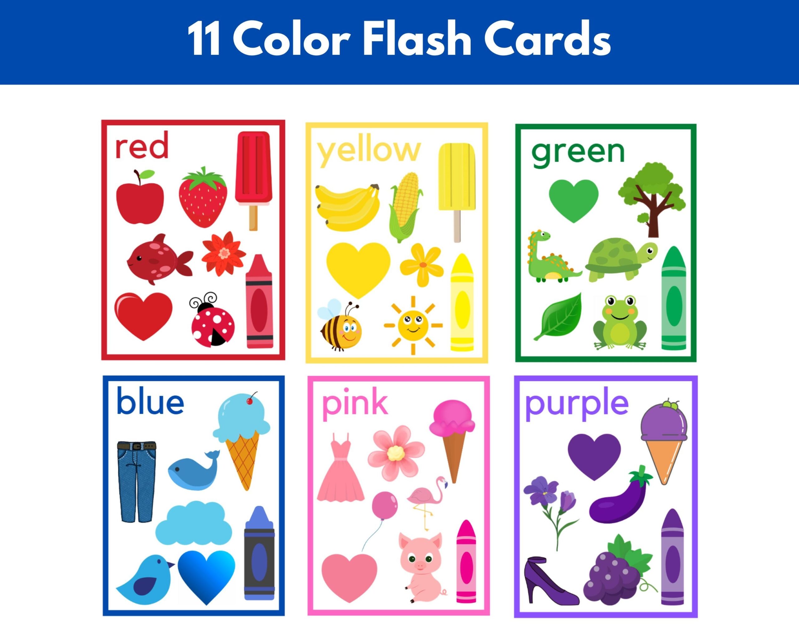 Color Flashcards Preschool Flashcards Printable Color Cards Learning Colors Digital Download Homeschool Printable Educational Cards Etsy