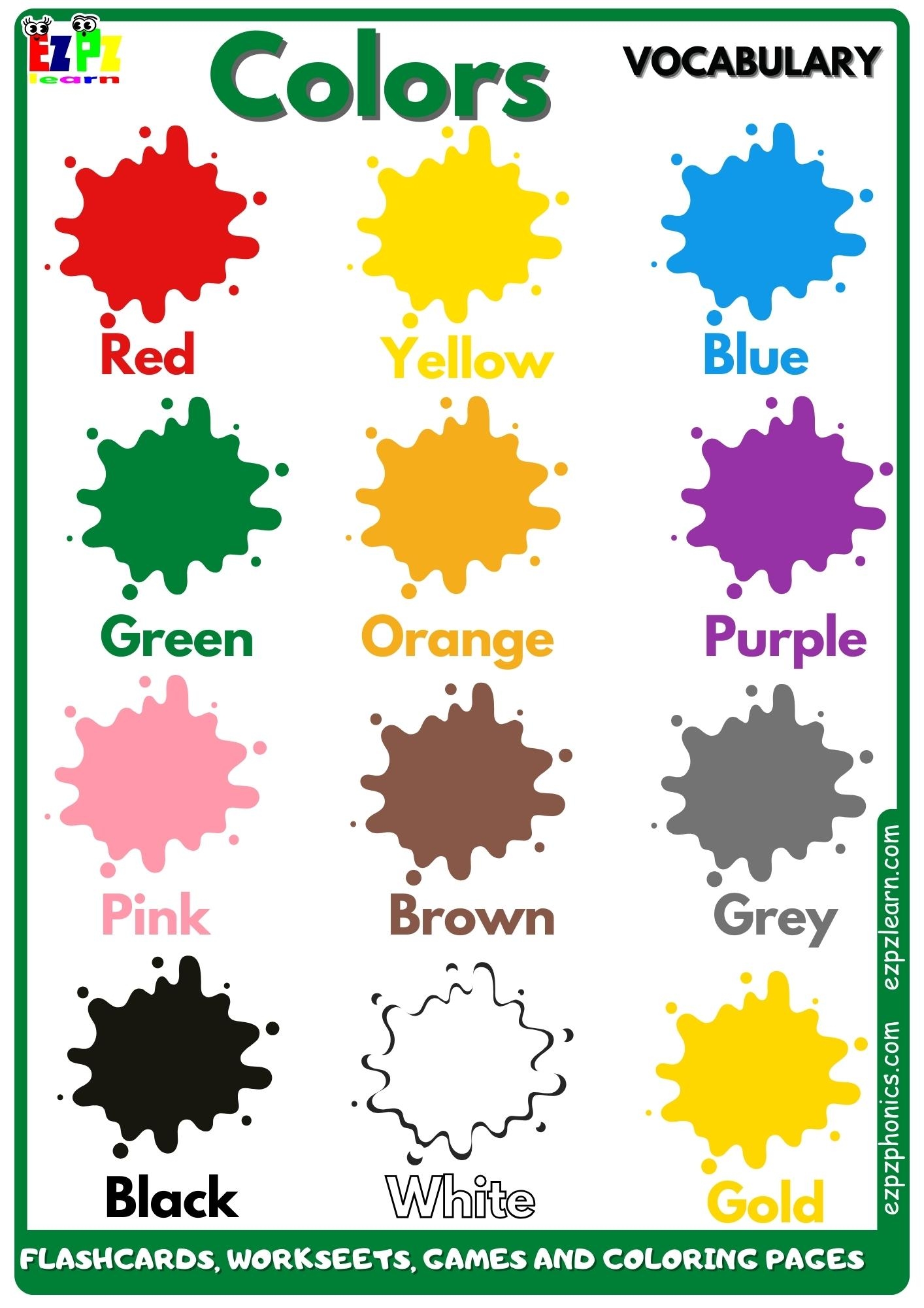Colors Vocabulary Free English Vocabulary Resources Flashcards Worksheets Coloring Pages Games And More For ESL Ezpzlearn