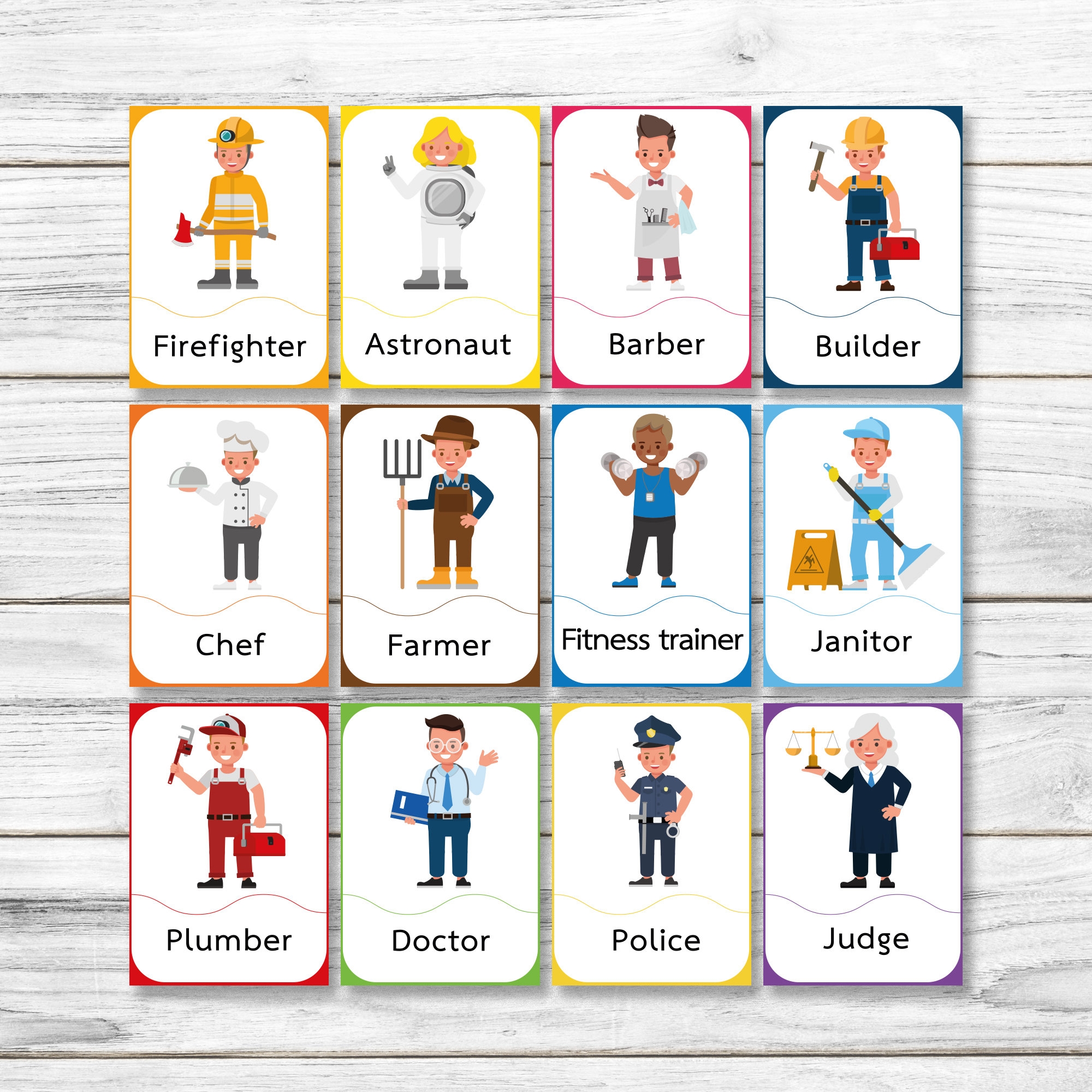 Community Helpers Flashcards Occupations Printable Cards PDF Etsy