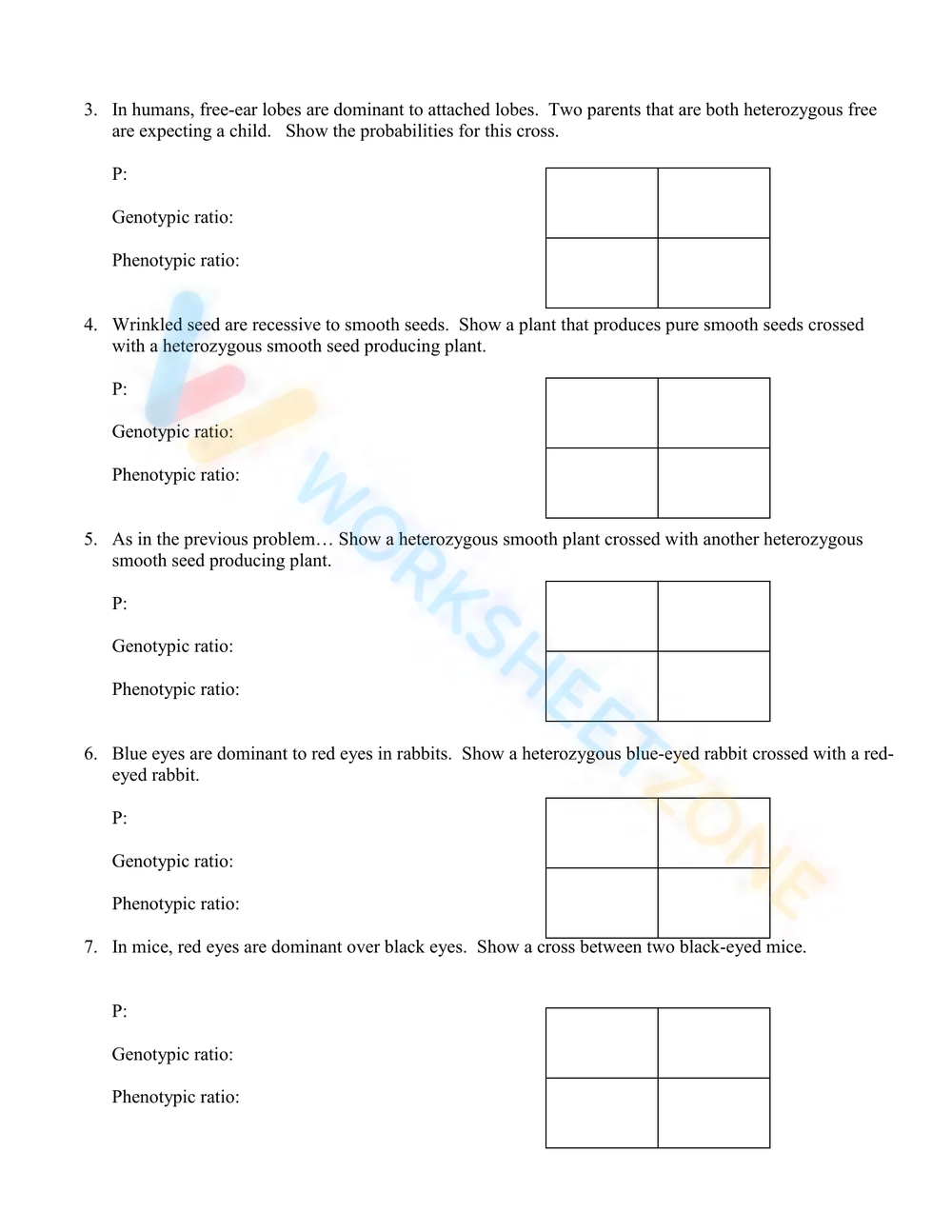 Complete Dominance Mendelian Genetics Worksheet