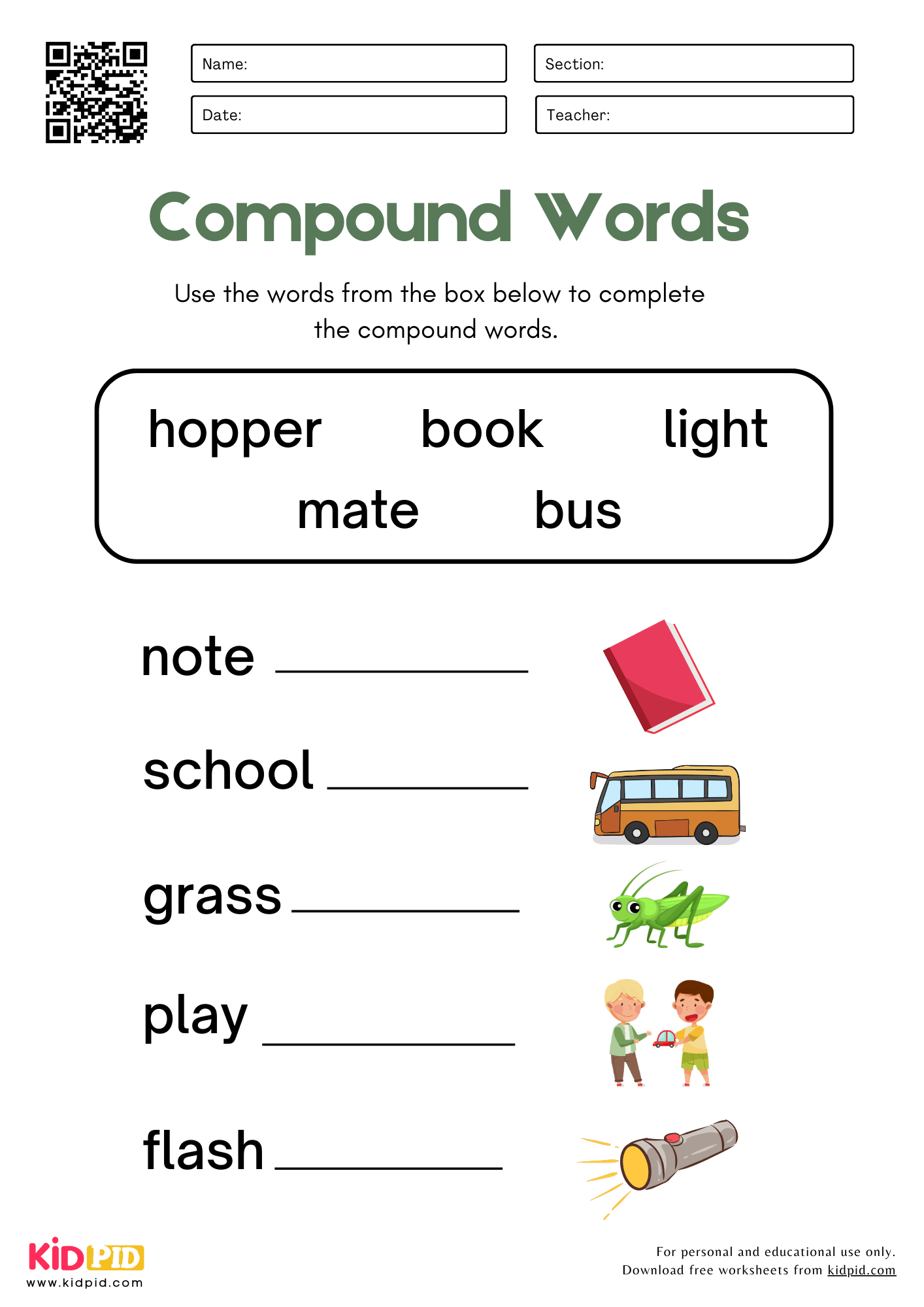 Complete The Compound Words Worksheet For Grade 1 Kidpid Complete The Compound Words Worksheet For Grade 1 Kidpid