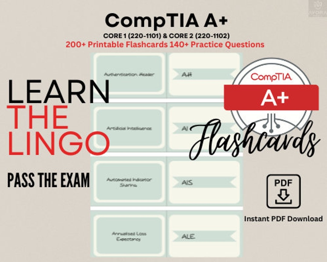 Comptia A Core 1 Exam 220 1101 Core 2 Exam 220 1102 Complete Acronym Flashcard Set In PDF Instant Download Etsy UK