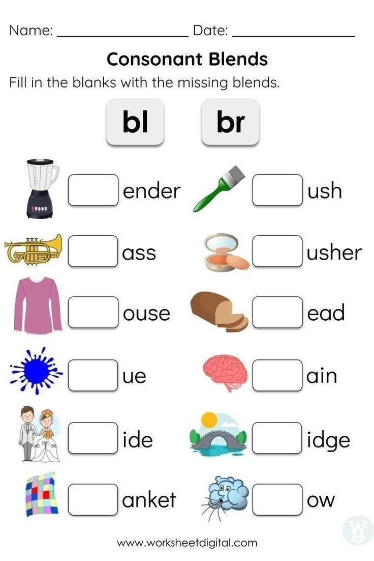 Consonant Blends Worksheets For Kindergarten Preschool Homeschool Educational Printables Homework Worksheets Blend Sounds Consonant Blends Worksheets For Kindergarten Preschool Homeschool Educational Printables Homework Worksheets Blend Sounds