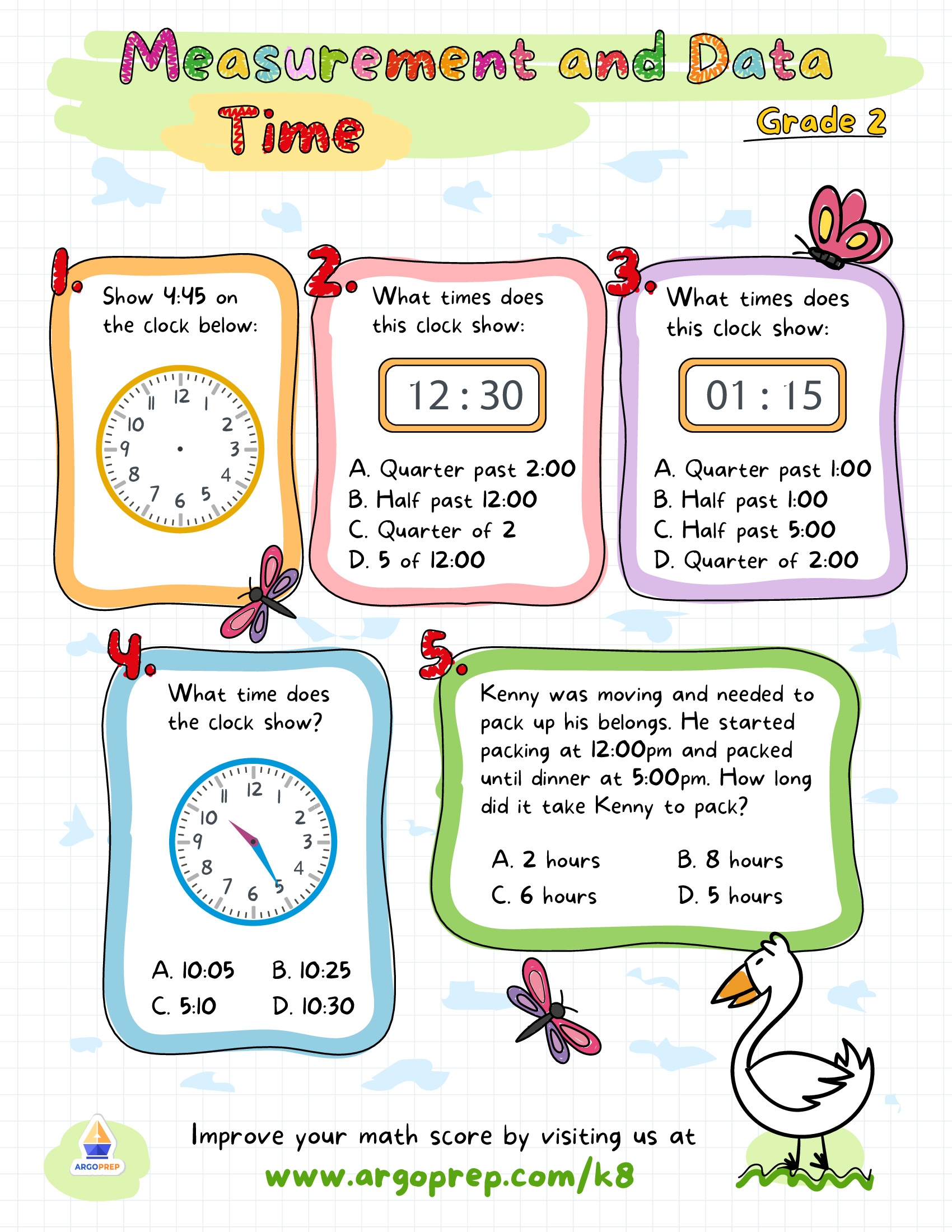 clock worksheets grade 2