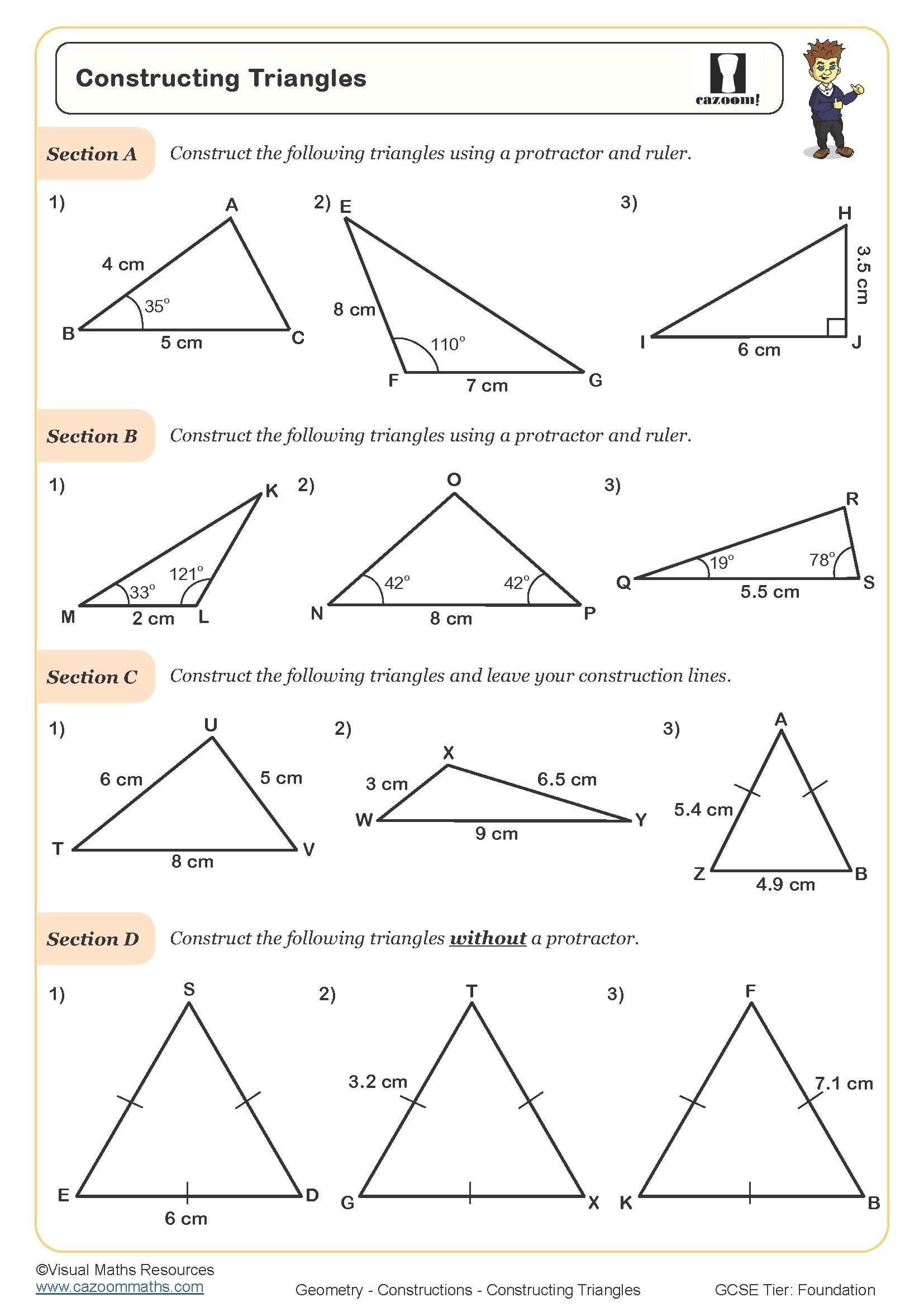 Constructions Worksheets Printable PDF Geometrical Constructions Worksheets
