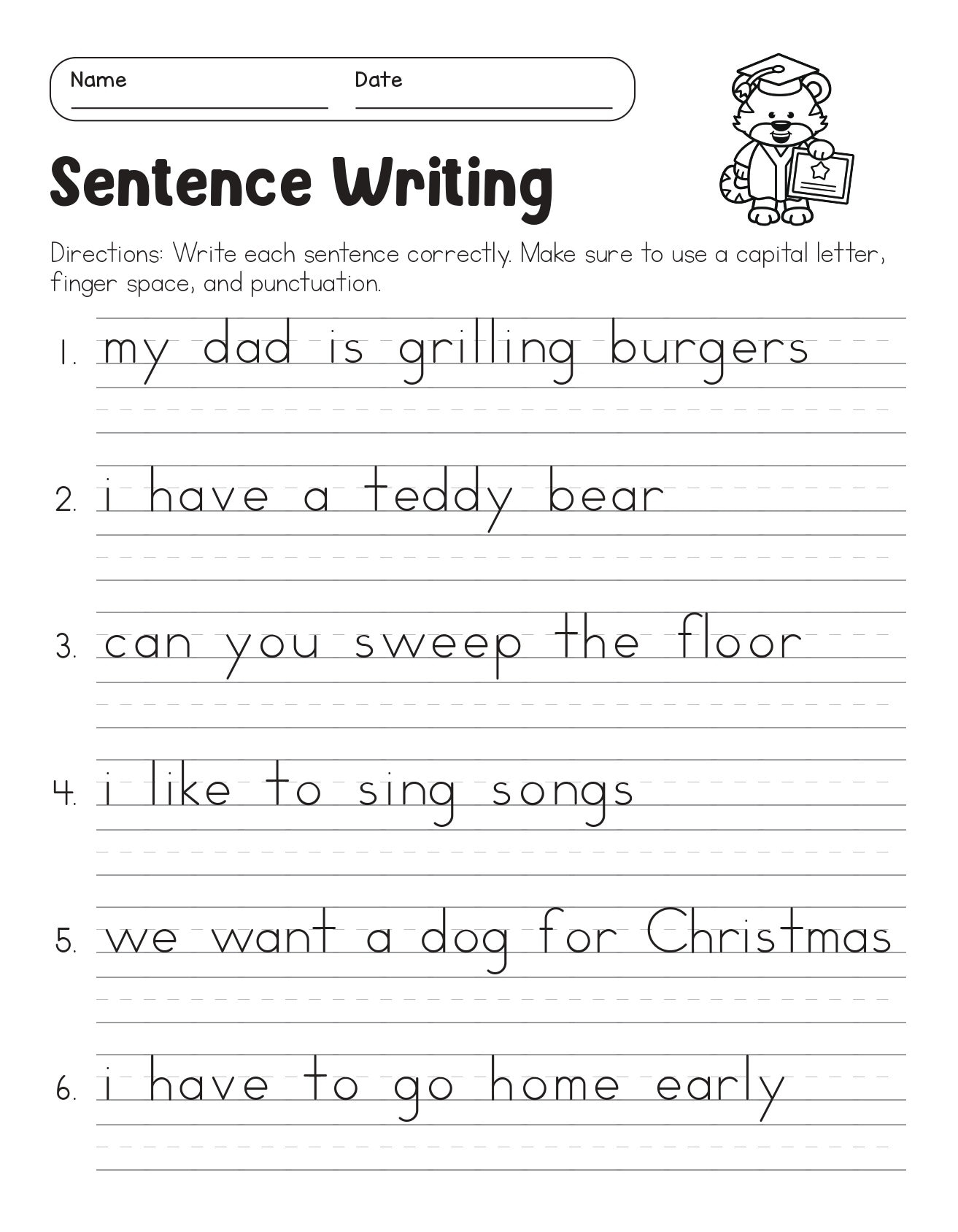 Correct The Sentences Worksheets 10 Page Printable For 1st And 2nd Grade ELA Students ELA Worksheets Sentence Writing ELA Teacher Print Etsy