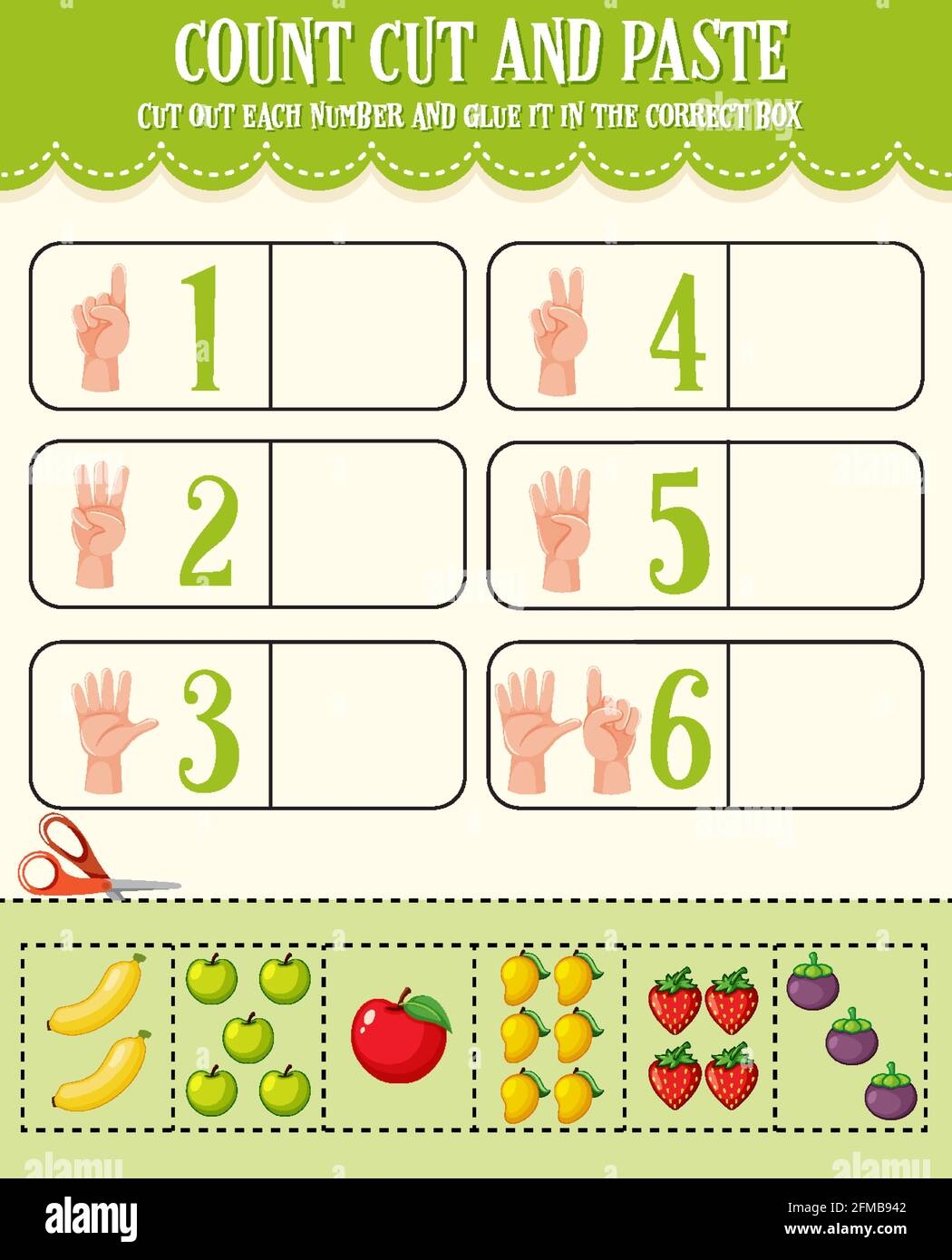 Count Cut And Paste Math Worksheet For Children Illustration Stock Vector Image Art Alamy
