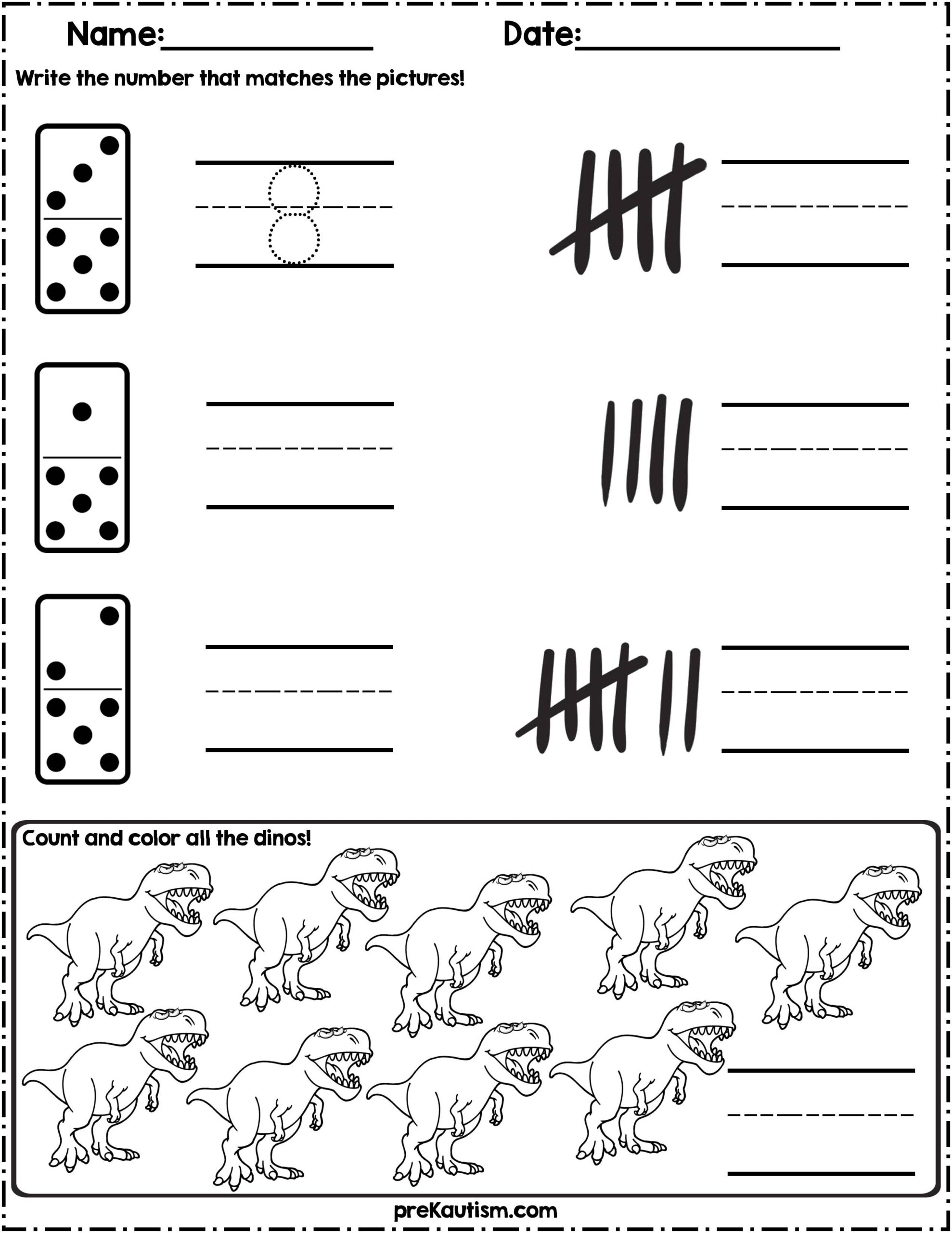Count The Quantity Dinosaur Math Worksheets By PreKautism TPT