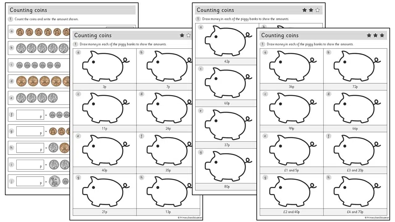 Counting Coins Worksheets Primary Stars Education