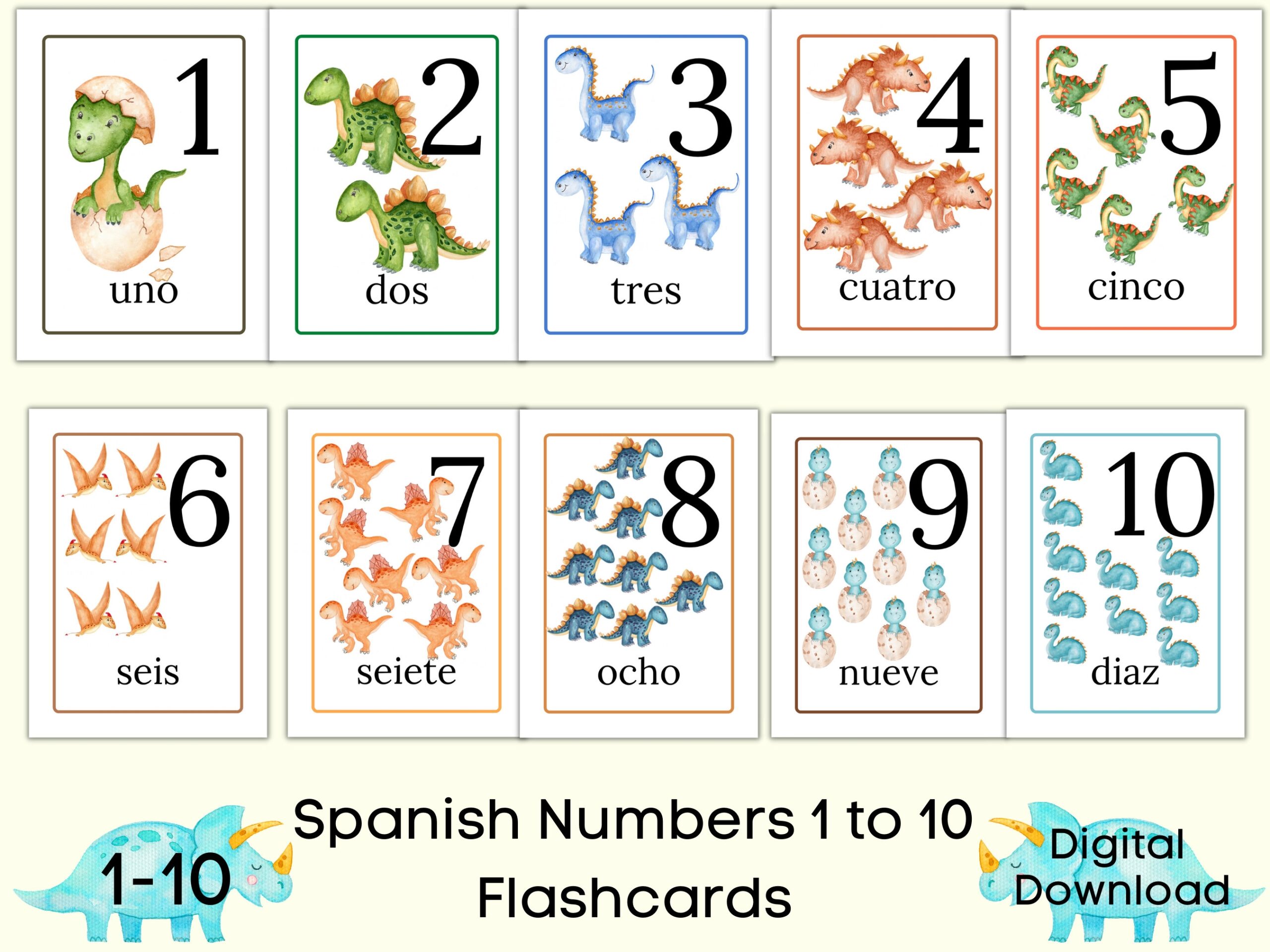 Counting In Spanish 1 10 Spanish Number Flashcards Printable Counting In Spanish For Kids Counting To 10 In Spanish Counting Flashcards Etsy