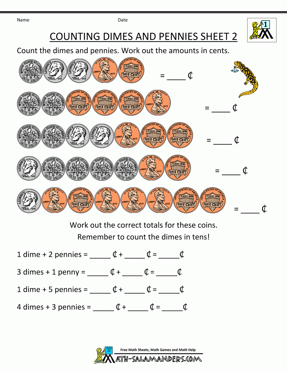Counting Money Worksheets 1st Grade
