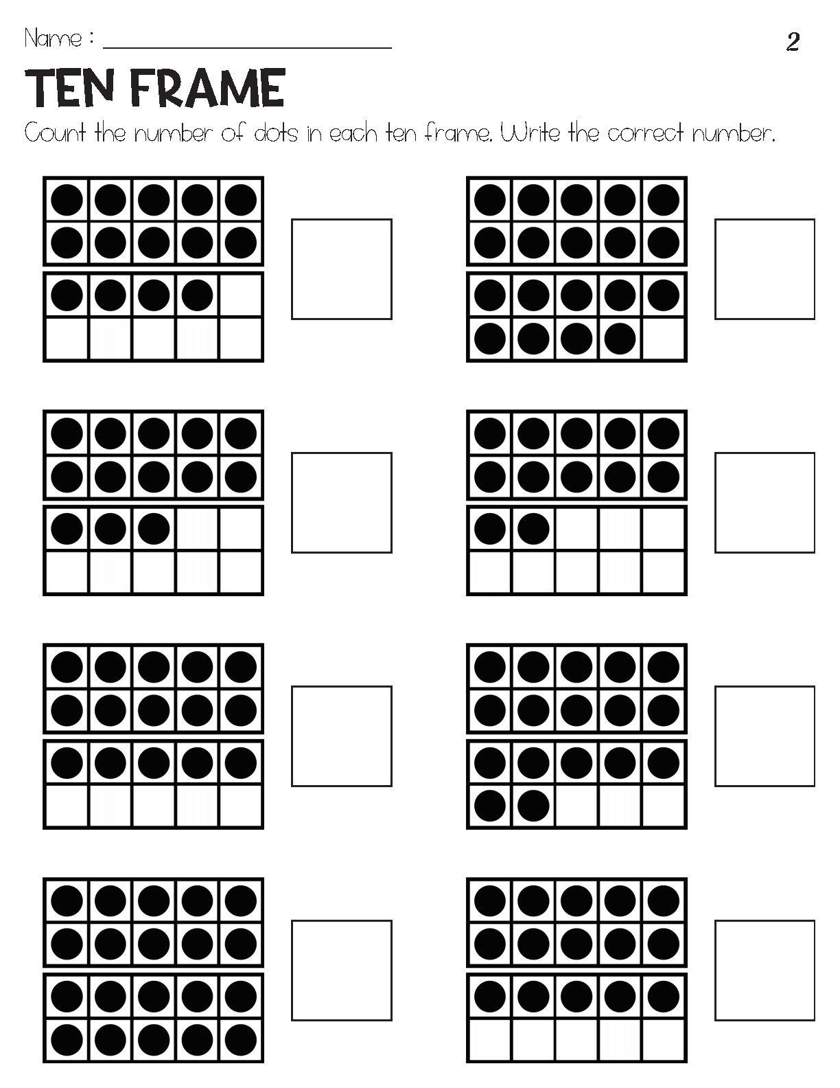Counting Numbers 11 20 With Ten Frame Objects Worksheets Etsy