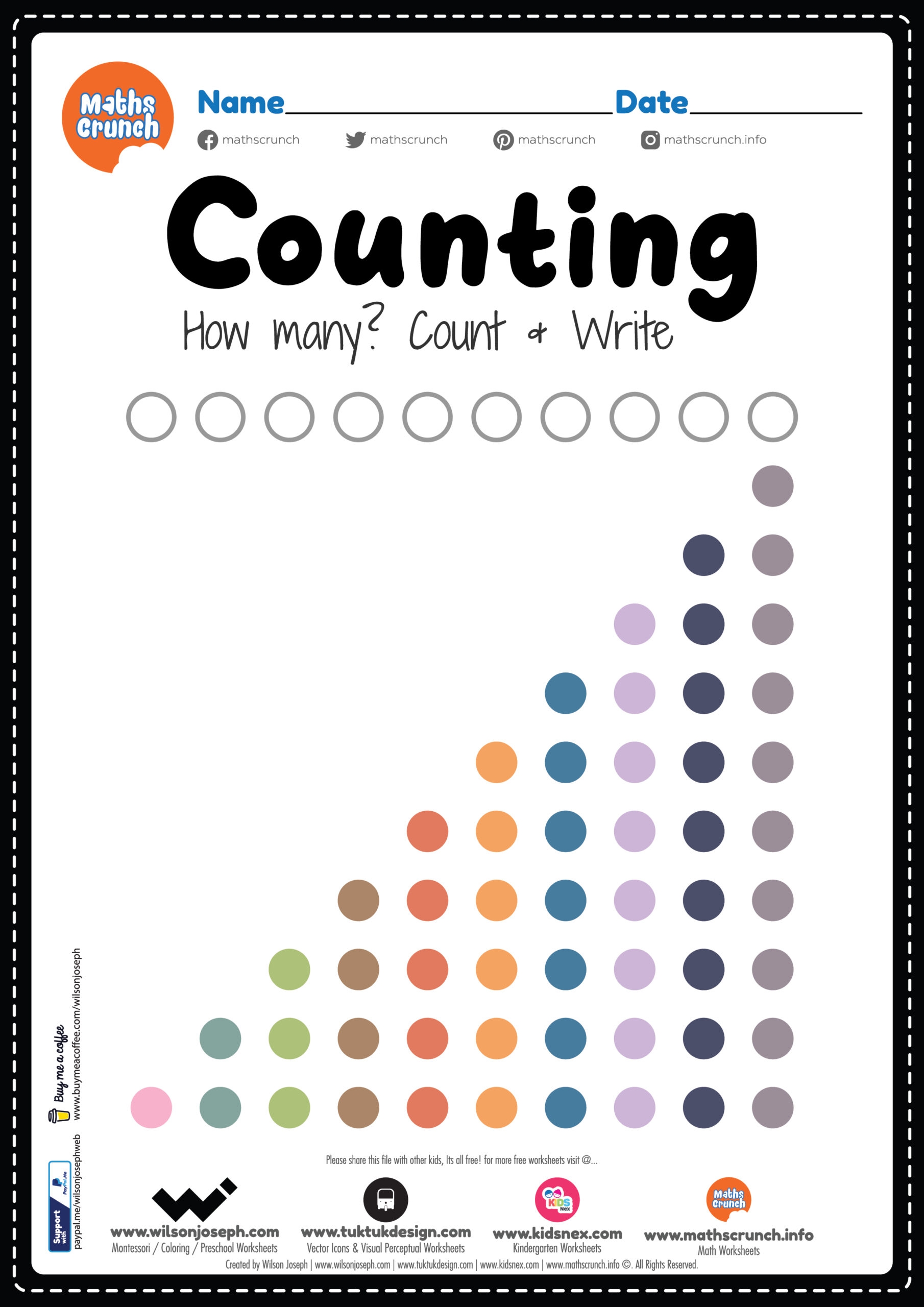 Counting Worksheet For Kindergarten Free Printable PDF