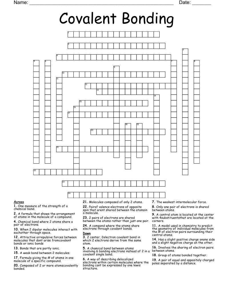 covalent bonding worksheet answers