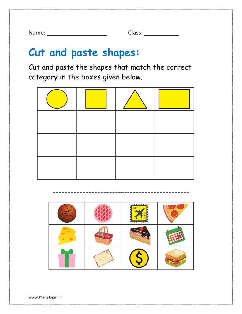Cut And Paste Shapes Worksheets For Kindergarten Planetspin in