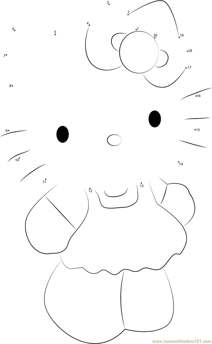Cute Hello Kitty Dot To Dot Printable Worksheet