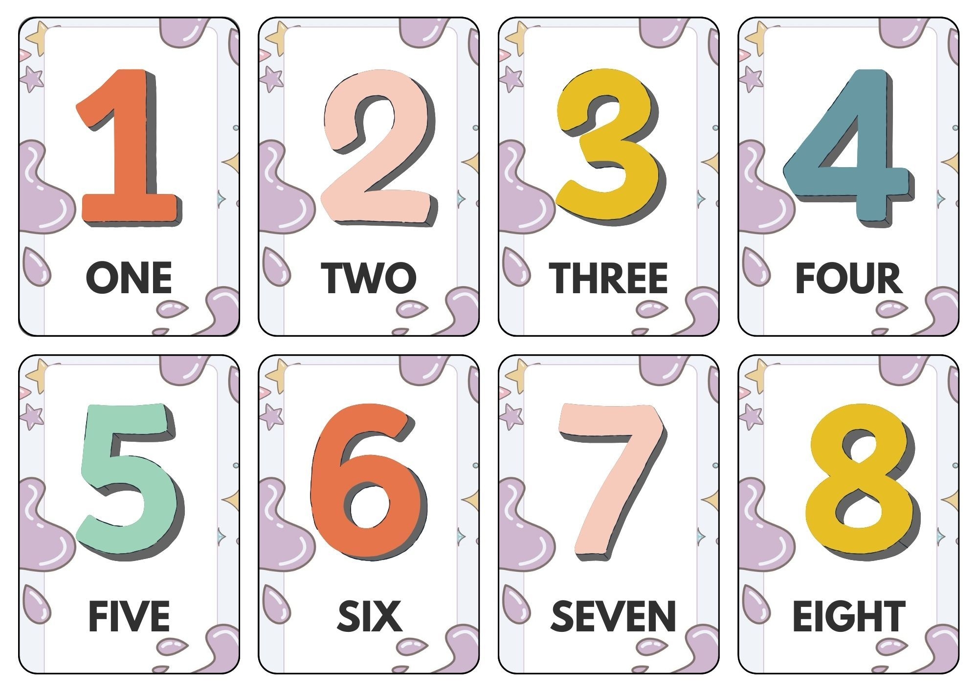 CUTE NUMBER FLASHCARD 1 TO 20 By Vec2992 Raket PH