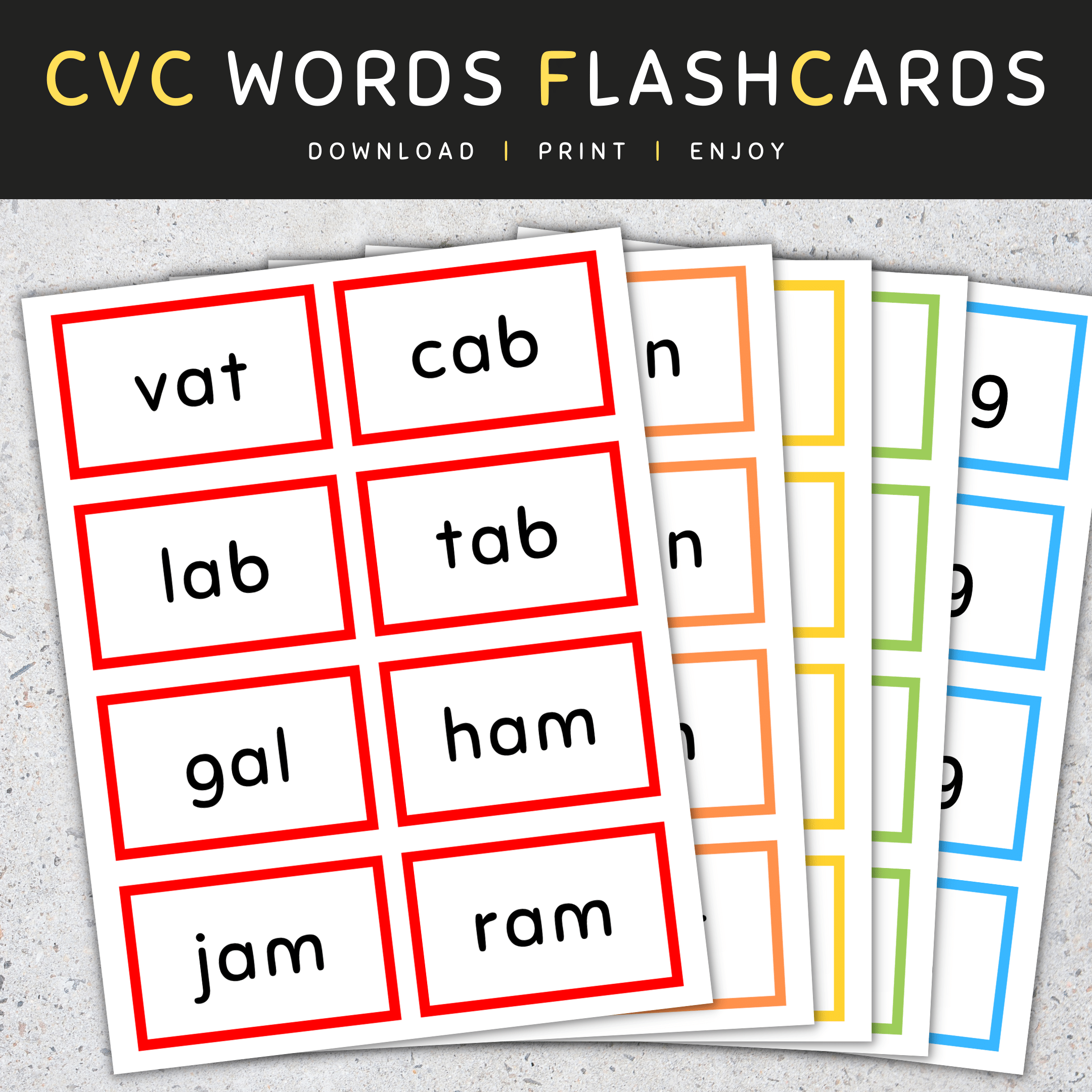 CVC Words Flash Cards Short Vowels A E I O U CVC Words List SET 1 Made By Teachers