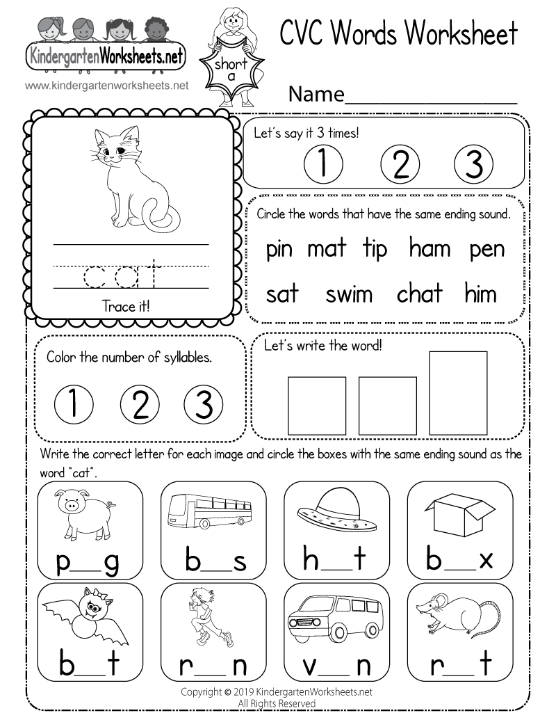 reading cvc words worksheets