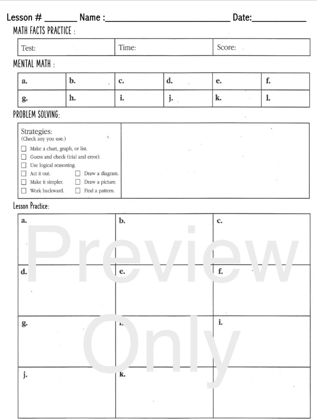 Daily Math Worksheet saxon Textbook Etsy
