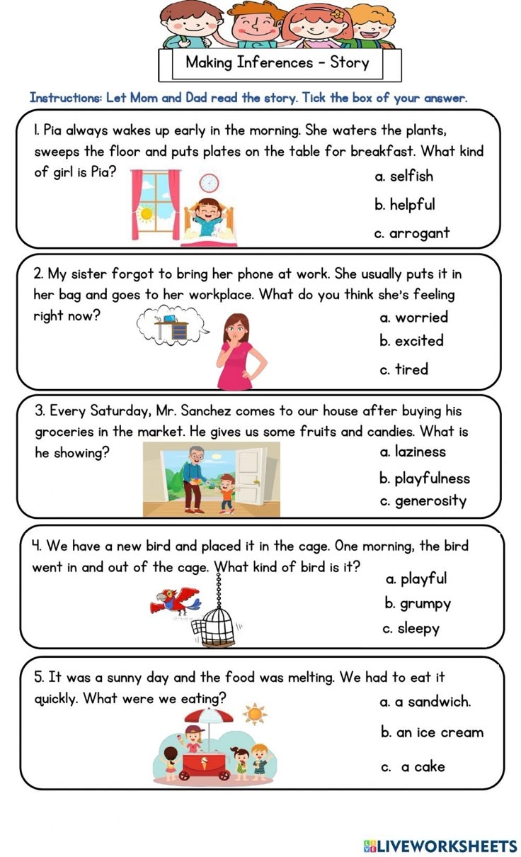 Day 1 Formative Assessment Making Inferences Worksheet