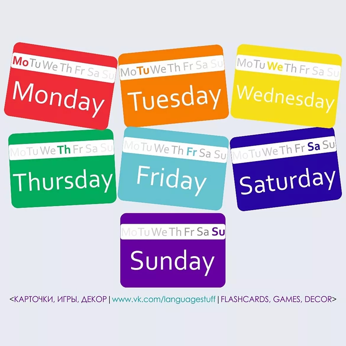 Days Of The Week Flashcards Unterrichtsmaterial Im Fach Englisch