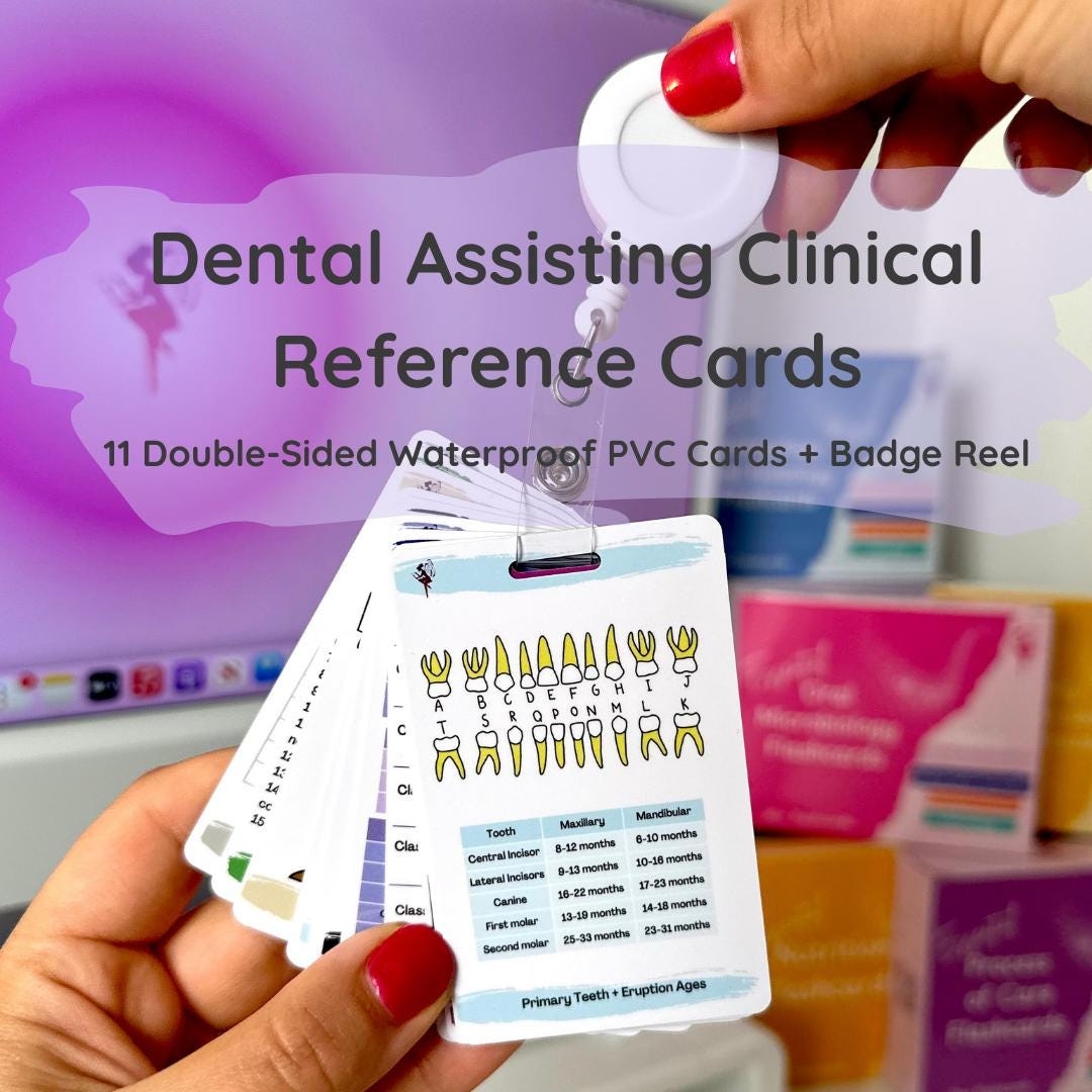 Dental Assistant Reference Cards Chairside Study Tools Etsy