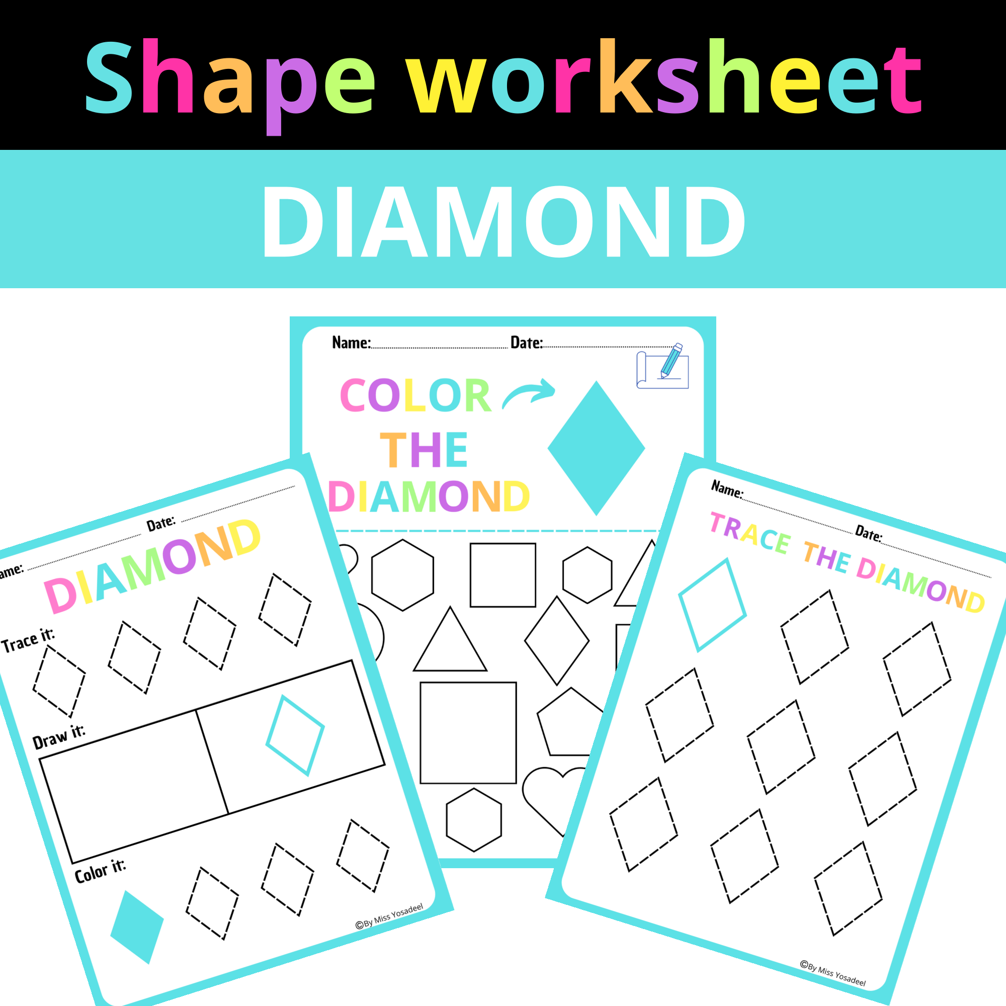 Diamond Colorful Fun Shape Worksheets Toddlers Find Color Draw And Trace Copy Copy Made By Teachers Diamond Colorful Fun Shape Worksheets Toddlers Find Color Draw And Trace Copy Copy Made By Teachers