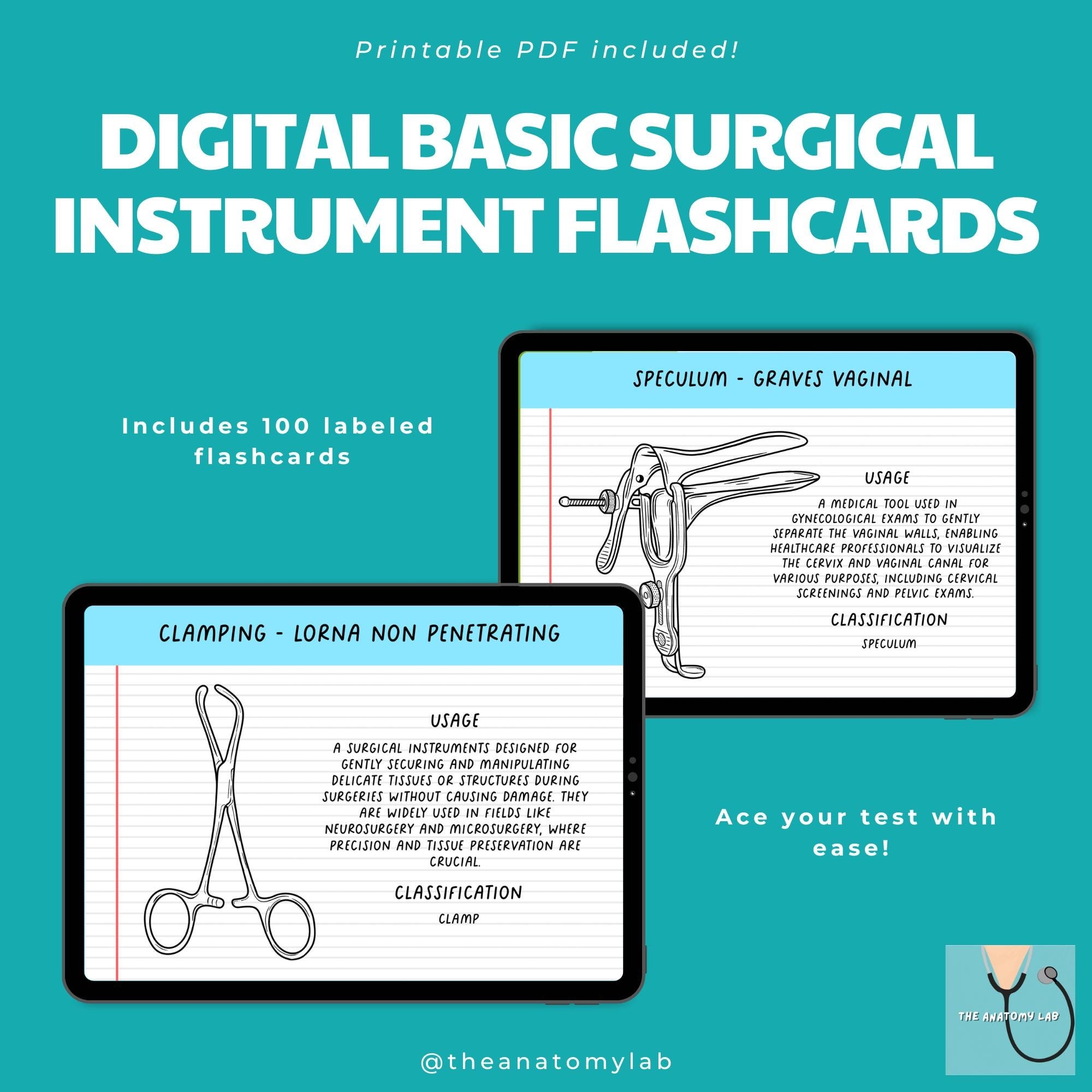 Digital Basic Surgical Instrument Flashcards Goodnotes Flashcards Digital Flashcards Printable PDF Flashcards Surgical Review Etsy