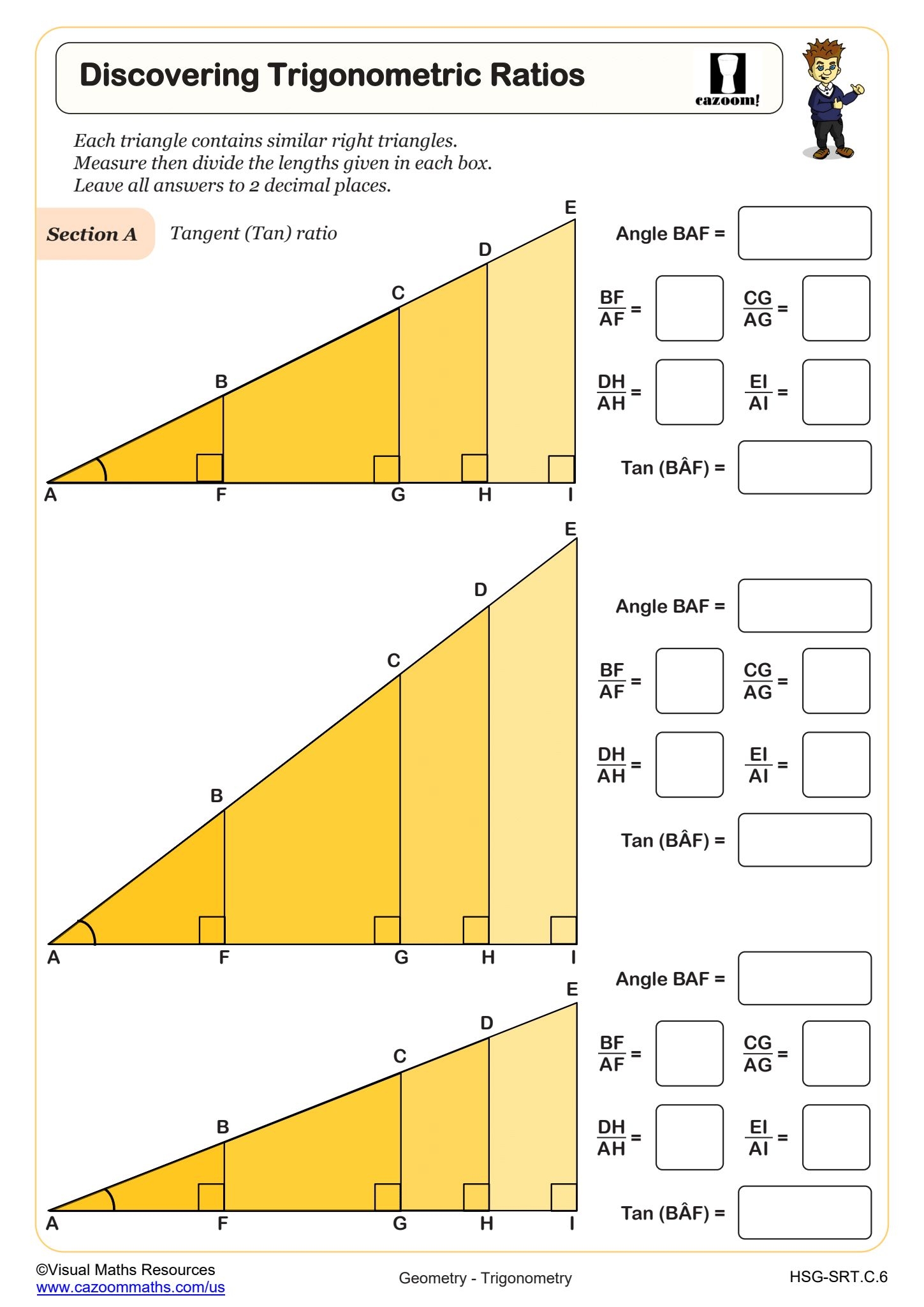 Discovering Trigonometric Ratios Worksheet Fun And Engaging High School Trigonometry Worksheet Cazoom Math