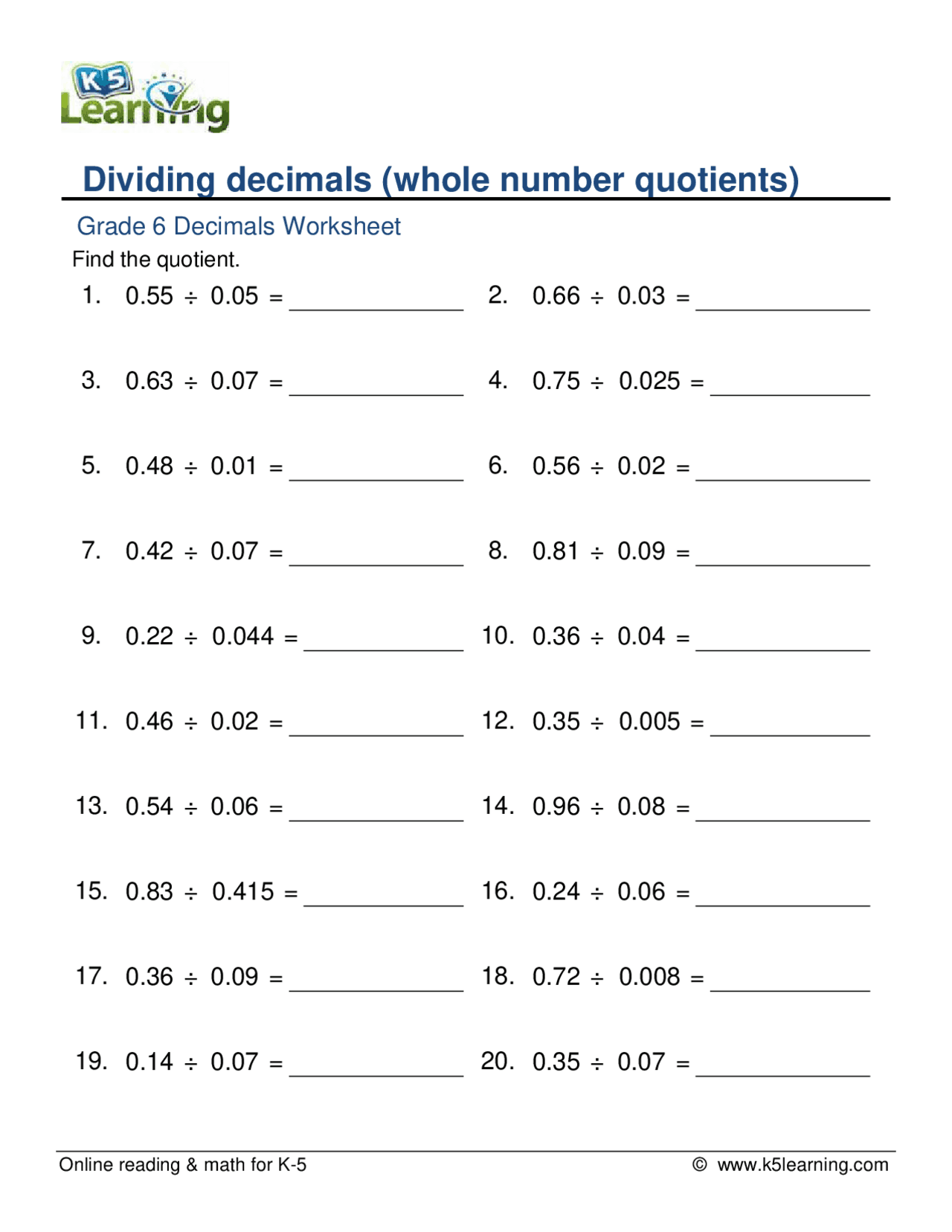 Dividing Digits By Decimal Exercises Mathematics Docsity
