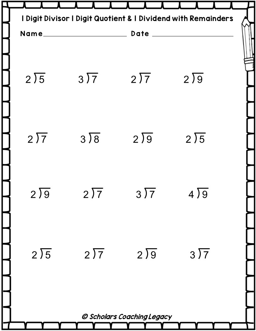 math worksheets division with remainders