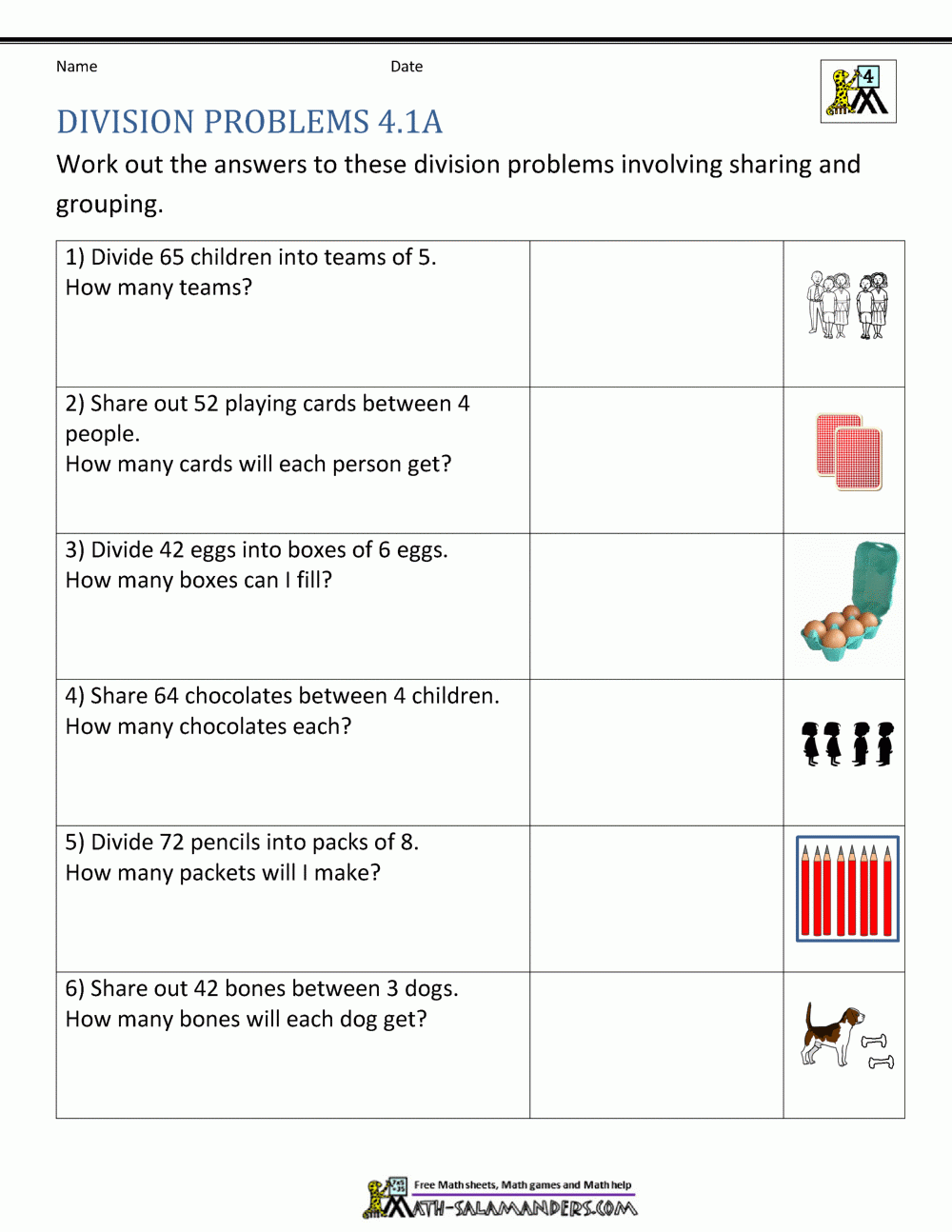 division for 4th graders worksheets