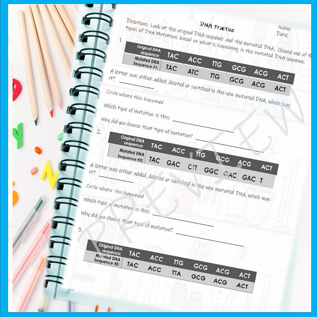 dna mutations practice worksheet