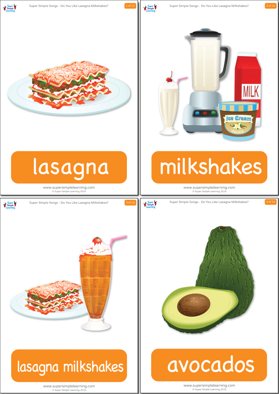 Do You Like Lasagna Milkshakes Flashcards Super Simple