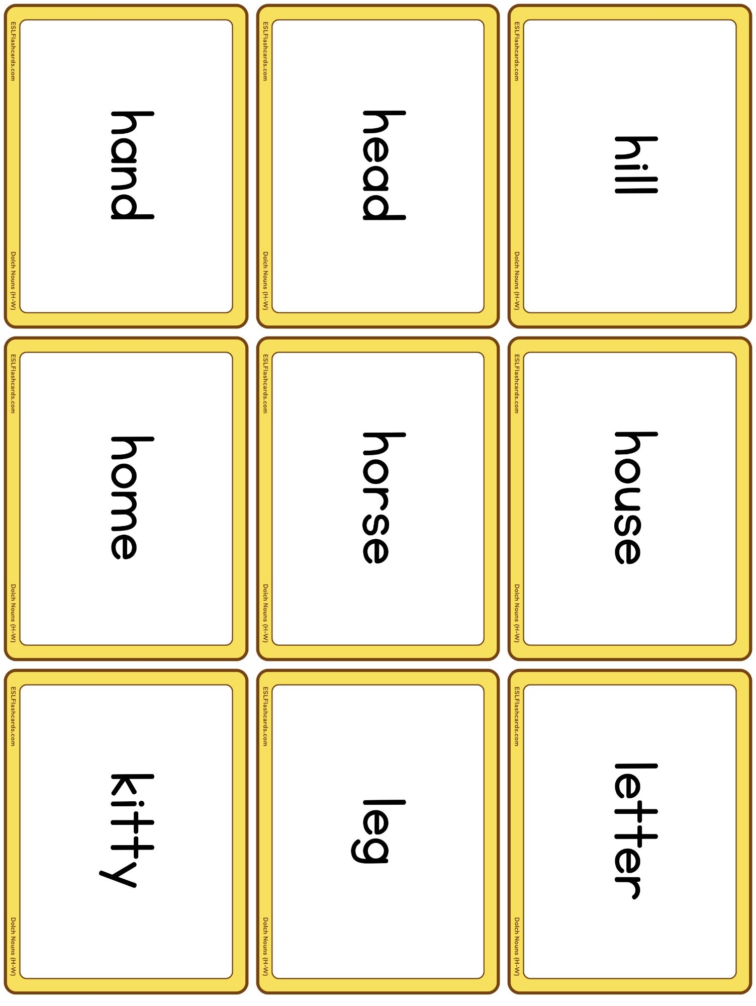 Dolch Nouns ESL Flashcards