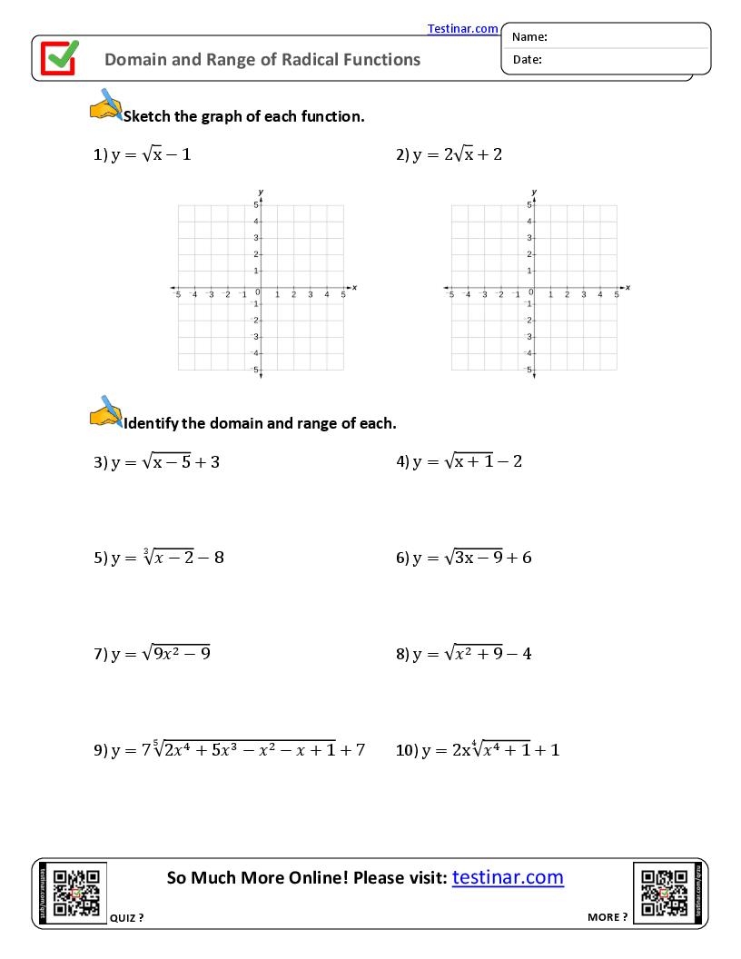 Domain And Range Of Radical Functions So Much More Online Please Visit Testinar