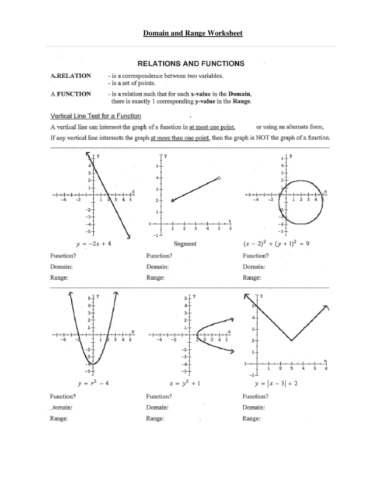 Domain And Range Worksheet Practice Identifying Domain And Range Of Functions Summaries Calculus Docsity Domain And Range Worksheet Practice Identifying Domain And Range Of Functions Summaries Calculus Docsity