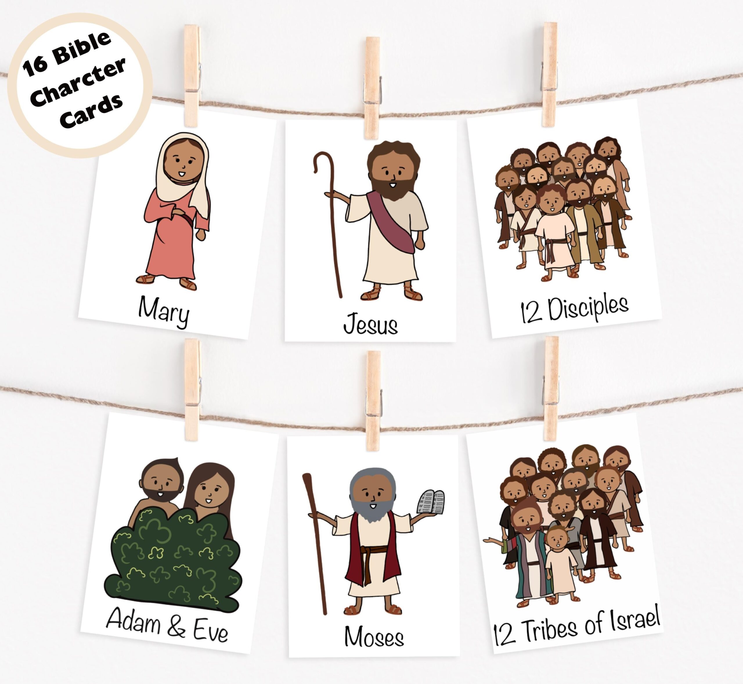 Downloadable Bible Characters Bible Character Printable Kids Bible Character Flashcards Christian Homeschooling Flash Cards Etsy