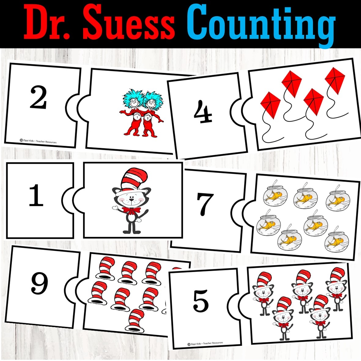 Dr Seuss Cat In Hat Counting Puzzles For Read Across America Week Zippi Kids Dr Seuss Cat In Hat Counting Puzzles For Read Across America Week Zippi Kids